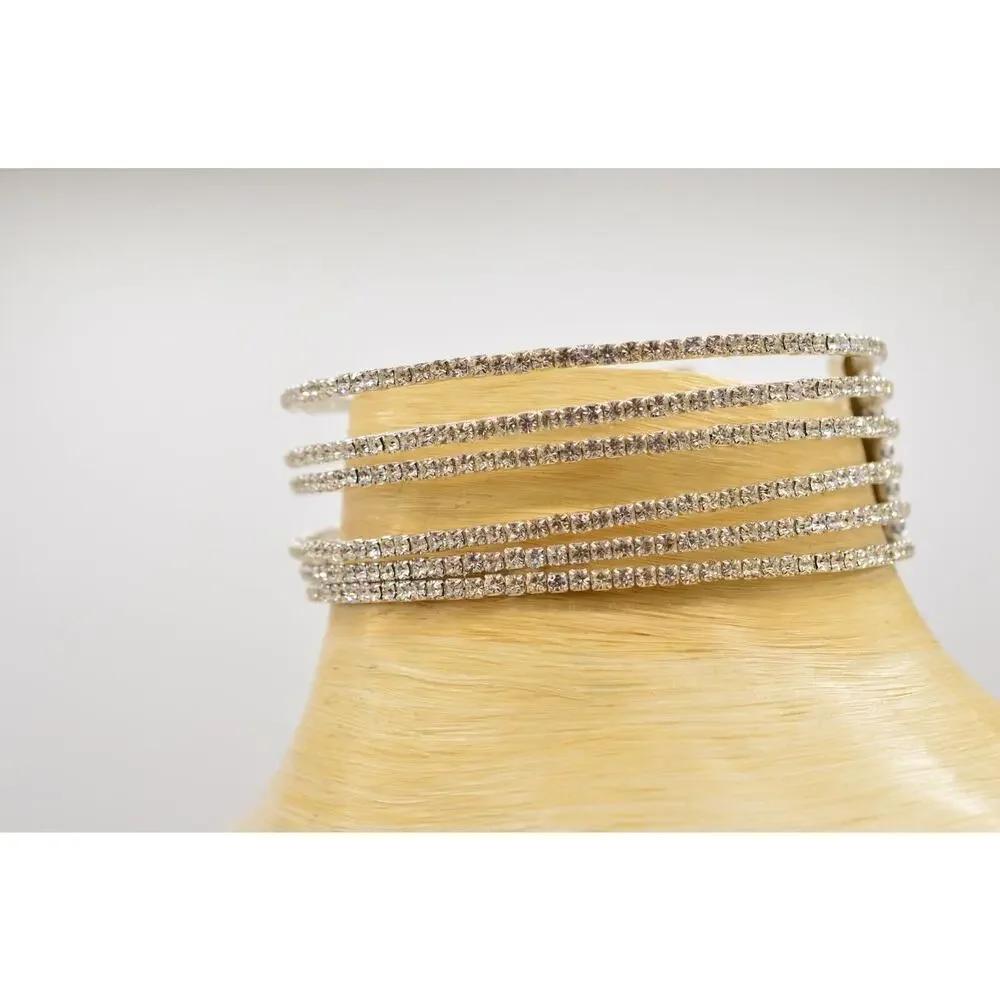Lavish Statement Crystal Choker Necklace Bridal Ice Chunky Rhinestone Y2K Bin3B